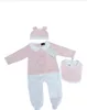 Toddler Baber Baby Clothing Rober Baber Filles Boys Full Sleeve Cotton Soft Suisses Suisse Rompers Hat Bib 3pcs / Set Suit0004