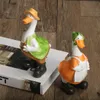 2PCSSet American Style Duck Ornament Desktoplandscape Animal Resin Cute Homeliving Room Bar Cafe Decor Orn 240420