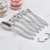 Steel 6 Pcs/Set Measuring Stainless Round Spoon Tools 6Pcs Milk Coffee Tea Rectangle Measure Spoons Kitchen Cooking Baking Scoop Th0678 Pcs s Th078