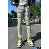 Jeans masculinos Purple Men Designer Skinny Luxury Denim Pant morto Ripped Biker Black Jean Jean Slim Drop Drop Deliver