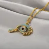 ファッション邪悪な目のペンダント女性のためのネックレス2024ゴス14Kイエローゴールドチョーカーネックレス