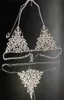 Nowy seksowny łańcuch Bra Body Biżuter Crystal bikini zestaw plażowy strój bielizny wiązka Bling Thong dla kobiet wakacje T2005087160586