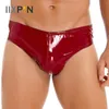Underpants Mens Briefs Wet Look Patent Leather Panties Underwear For Club Pole Dancing Boxer Shorts Male Swimming Trunks