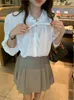Camicette da donna camicie primavera estate in cima alle donne in stile coreano manica lunga donna dolce donna pieghettata