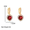 Dangle Earrings Flatfoosie Fashion CZ Cherry Butterfly Drop For Women Multicolor Heart Geometric Crystal Earring Wedding Jewelry Gifts