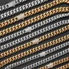 Rostfreier Stahl rund gemahlene kubanische Kette Halskette Trendy Hip-Hop mit Diamant eingelegt