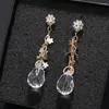 Boucles d'oreilles Stud Kuziduocai Les bijoux de mode ne déconcerteront pas le tassel à gouttelettes de tournesol en cristal zircon pour les femmes Brincos E-702