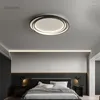 Taklampor Master Bedroom Light Modern Minimalist Ultra Thin Living Room Lamp Round Design Black Nordic Chandeliers Fjärrkontroll