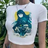 Women's T Shirts Muichiro Tokito Streetwear Yk2 Aesthetic Crop Top Woman Gothic Kawaii Hippie Fairycore T-shirts Clothes