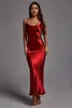 Vestido de Mujer Summerklänningar för kvinnor Bodycon Dresses Spaghetti Rem Ankellängd Sashes Solid Color Empire Designer Dresses Luxury Dress Designer Dress Women