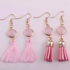 Orecchini penzolanti Lady Lady Pink Facet Crystal e Nappel Earrings for Women Christmas Holiday Gift Jewelry