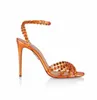 Designer Tesca Sandals Buty kobiety otwarte okrągłe palce paska typu pin-buckle stiletto-obcina seksowne letnie obcasy ślubne ślubne EU35-43