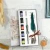 Pens Gradient Color Quill Calligraphy Ink Pen Starry Sky Fountain Dip Pen Feather Set with Empty Ink Bottle