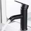 Bathroom Sink Faucets Modern Black Basin Kitchen Faucet Luxurious Single Hole Tap Brass Mixer Cold Water W/ Plumbing Hoses