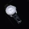 Wristwatches 5Pcs Set Ladies Luxury Diamond Quartz Watch Fashion Simple Leather Women's Dress Clock With Jewelry Accessory Box