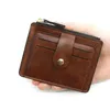 Plånböcker Luxury Men Fashion Credit ID Card Holder Wallet Male Slim Leather with Coin Pocket Brand Designer Brown Business Purse