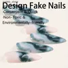 Falsche Nägel 24pcs Mandel gefälschte Nägel Tiefes grüne Halo Färben Marmor Design False Nails Vollbedeckung Wearable Press auf Nails Patch für Mädchen Lady Y240419 Y240419