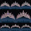 Clip per capelli Kmvexo Opal Stone Eleganti ragazze coreane Crystal Tiara Crown for Women Party Wedding Princess Rhinestone Gioielli da sposa