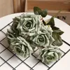 Dekorativa blommor Simulerade 7-huvudet Rose Bouquet Home Dining Table Flower Arrangement Wedding Party Stage Bakgrund Dekoration