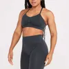 Align Gym Effortless Lu 2 Pieces Seamless Yoga Set Women Bra High Waist Leggings Fiess Clothing Femme Sportswear Sports Suit Lemon Gym Runn