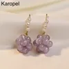 Orecchini penzolanti viola baroccia per perle Opal Dropurside per donna coreano Gioielli Gioielli Girls Elegante Gancio