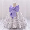 Девушка платья девочкам фиолетовый большой лук повседневное платье для вечеринки малыш дети цветочный 1 -й день рождения