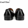 Dress Shoes Cool Tiro Black Patent Leather Loafers Men's Moccasins Slippers Grosgrain Band Wedding Flats Casual Formal