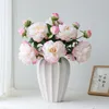 Decoratieve bloemen 2 hoofden pioenroeven zijden kunstmatige bloemtak Home Decor Wedding Party Display Rose Flores Garden Decoration Simulation