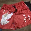 Herrkörning Shorts Training Angel Cross Print Gym Sports Men Casual Clothing Man Fitness Jogging Y2K 240415