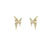 Niche Elegant Zircon Butterfly Stud Moucles d'oreilles pour femmes Cadeaux de bijoux en métal sucré