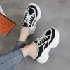 Casual Shoes 2024 Canvas Platform Comfort High Heels Woman Slides Thick Bottom White Women Slippers spetsar upp kilar halv toffel