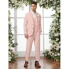 Mäns kostymer elegant rosa smala fit män passar tre stycken (jacka byxor väst) lapel kläder chic casual party prom wedding set