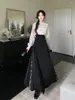 Werkjurken 2024 Lente Chinese Hanfu Verbeterde paardengekere rok staande nek Top tweedelig forensen Slim Fit lange jurk vrouwelijke kleding