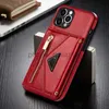 Дизайнерские чехлы для телефона роскошные карманные карты Phonecase Phonecase Rose Gold Red Leather Shell для iPhone 14 Pro Max 13 12 11 XS XR 8P 7 VV7636G