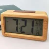 Digital Alarm Smart Wooden LCD Temperature Clocks Wood Night Light Date Clock with Snooze Bamboo Bedside Calendar TH0865