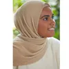 Vêtements ethniques 180x90cm Hijabs plissés écharpe Foulard Musulmane pour femmes jersey châles châles