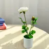 Dekorativa blommor Premium Artificial Potted Flower Plants for Home Decor Colorful Bonsai Ornaments Room Bedroom Garden Faux