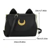 Väskor Summer Sailor Moon Ladies Handbag Black Luna Cat Shape Chain Shoulder Bag Pu Leather Women Messenger Crossbody Small Bag Pures