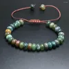 Charmarmband trendiga män pärlor armband natursten oblate abacus flätan justerbar chakra läkning för kvinnliga smycken