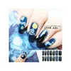 14Tips/Sheet Nail Wraps Van Gogh's Sky Nail Art Decals DIY Beauty Manicure Decoration Stickers Nail Tattoo