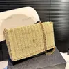 Straw Beach Bag Designer damska torba na ramię Flip Złota sprzęt metalowa litera luksusowa torebka Matelasse łańcuch crossbody torba pod pachami torebka torebka sakoche 27 cm