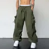 Herren lässige Taille Sporthosen gewebt Multi Pocket Foot Seil Solid Pant Streetwear Männer Frachtbekleidung verkaufen Hosen 240408