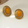 Orecchini per borchie Gioielli retrò 925 Ago argento Qulity Qulity Shiny Glass Orange Color Resina per Donne Girl Gift Drop