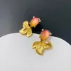 Nieuw ontwerp Vintage Goldfish Symmetric Earring Antiek 925 Zilveren naald Kleurrijke glas Vissen Symmetrische oorbellen Sieraden PH-91000