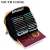 Innehavare South Goose Leather RFID Antitheft Kreditkort Holder Män visitkort Holder Large Capacity Women Passport Cover Coin Purses