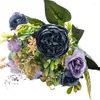 装飾的な花5張りの牡丹シミュレートされた花の飾り紫色の結婚式のテーブルパーティーリビングルームの装飾