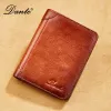 Portefeuilles Dante portefeuille en cuir authentique pour hommes rfid antitheft Brosse verticale à trois plies rétro couche supérieure