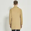 Мужские траншевые пальто односпальное пальто для мужчин средне-длительное монохромное весна Хаки и осенью S-3XL