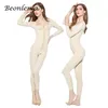 Beonlema البطن تنحيف الملابس الأصلية نساء كامل الجسم المشكل بعقب النموذج النمذجة bodysuit الأكمام طويلة الساق المشعب مفتوحة المنشعب S-3XL 240409