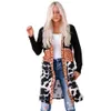 Ny europeisk och amerikansk vinter Western Cowboy Patchwork Sticked Cardigan Women's Mid-Längd tryckt kappa